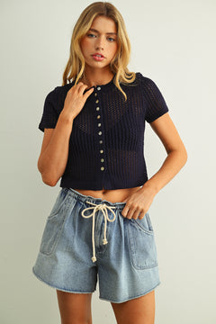 Button Front Knit Top