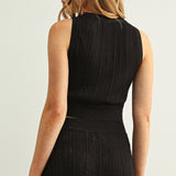 Ribbed Twist Front Sleeveless Knit Crop Top