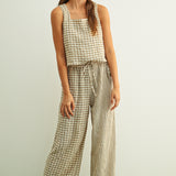 Gingham Square Neck Sleeveless Top