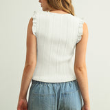 Ribbed Top With Ruffled Sleeve