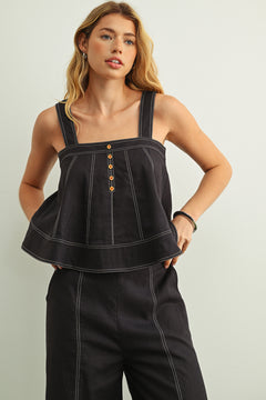 Stitch Detail Sleeveless Top