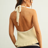 Flower Crochet Front Halter Neck Top