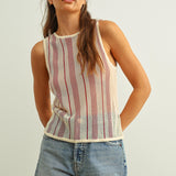 Stripe Panel Light Weight Knit Top