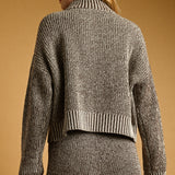 Two Tone Half Zip Sweater With Knit Pants