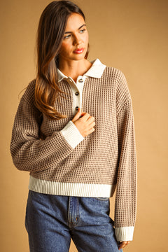 Waffle Pattern Sweater Top
