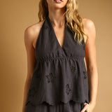 Floral Embroidered Halter Top