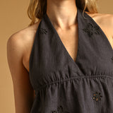 Floral Embroidered Halter Top