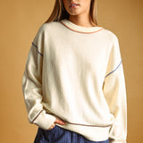 Contrast Detail Light Knit Top