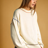 Contrast Detail Light Knit Top