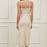Cutout Front And Bead Detail Halter Neck Maxi