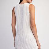 Textured Trim Hem Crochet Mini Dress