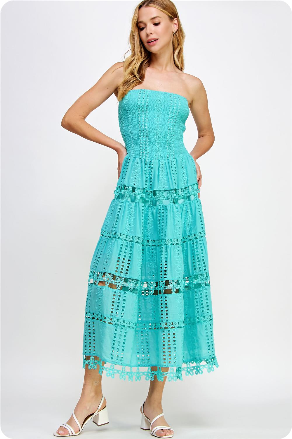 eyelet lace tube dress Eyelet Lace Tube Dress Fuchsia / XSmall