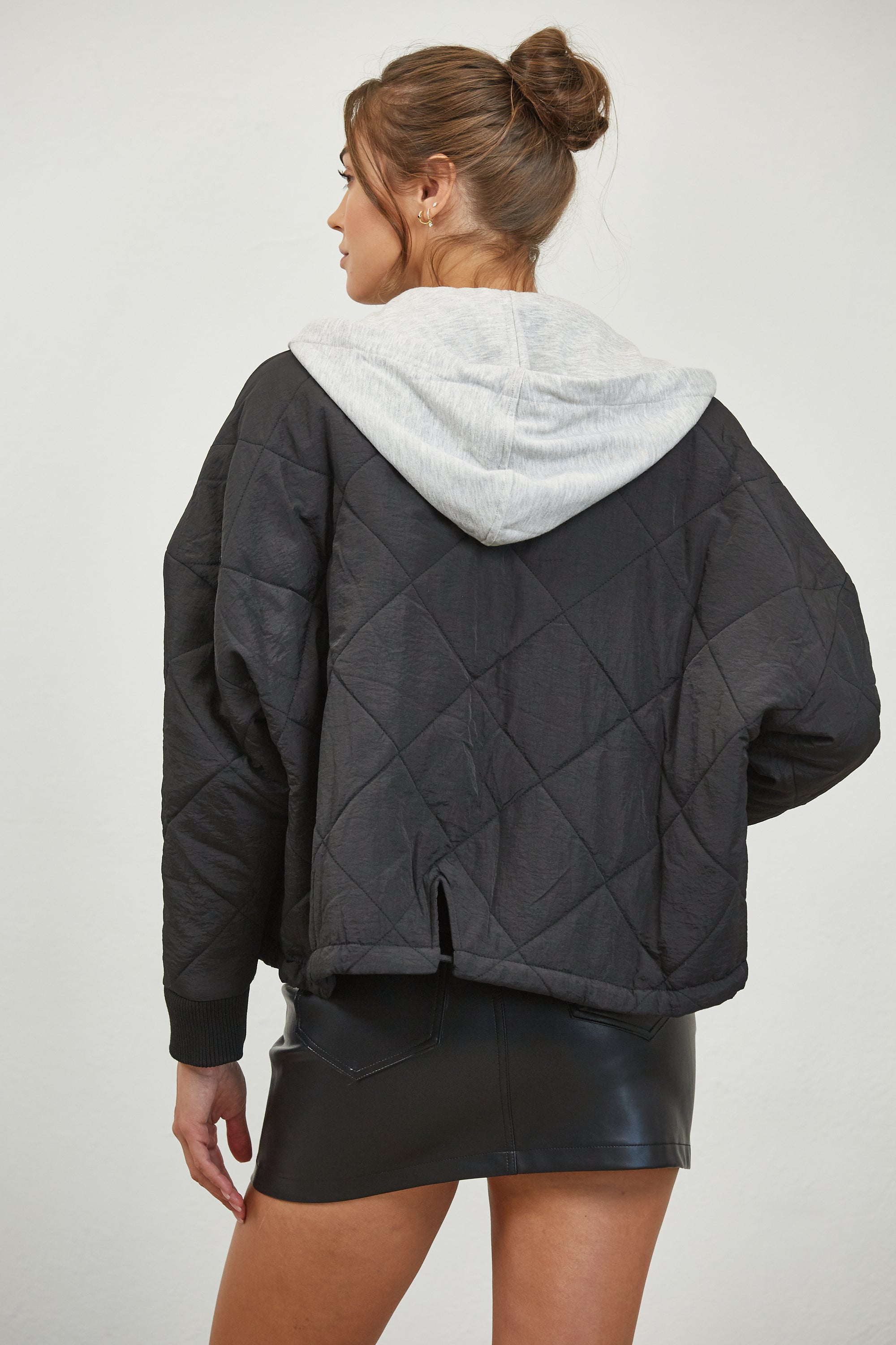Quilted Hoodie Jacket - black/grey, womens jacket collection