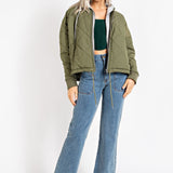 Quilted Hoodie Jacket - olive/grey, womens jacket collection