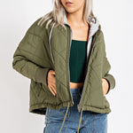 Quilted Hoodie Jacket - olive/grey, womens jacket collection