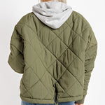 Quilted Hoodie Jacket - olive/grey, womens jacket collection