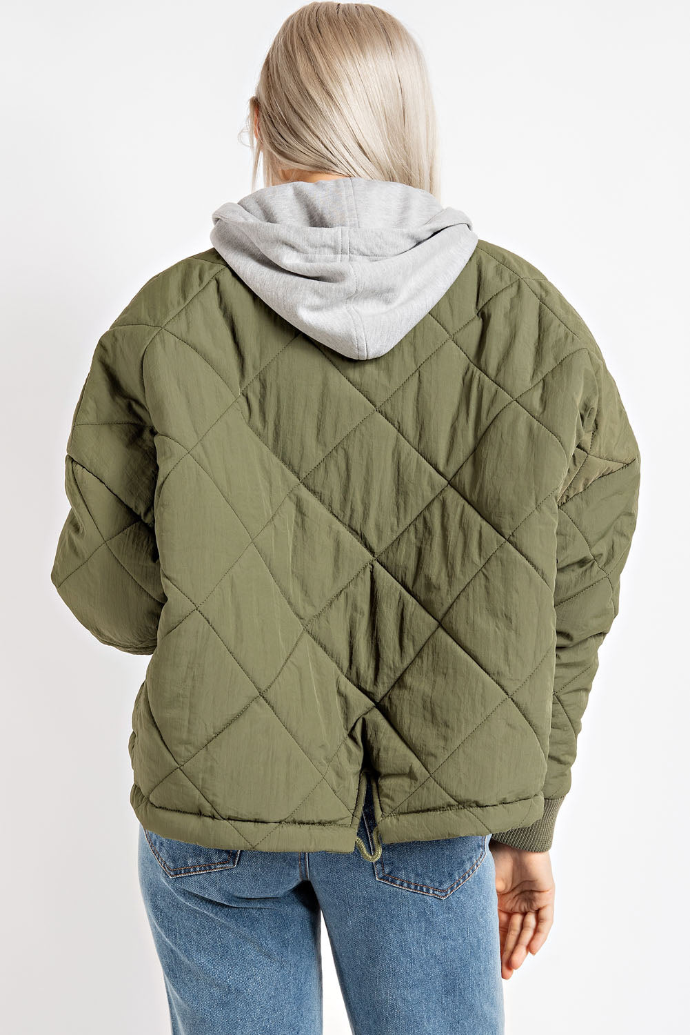 Quilted Hoodie Jacket - olive/grey, womens jacket collection