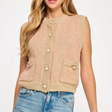 Knit Vest With Pearl Detail Buttons
