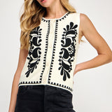 Embroidered Sleeveless Vest Top