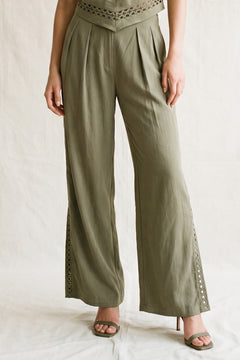 Pleated Wide Leg With Lace