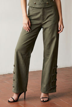 Button Detail Barrel Pant