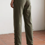 Button Detail Barrel Pant