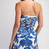 Scarf Printed Top With Back Tie