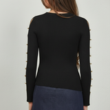 Ribbed Sweater with Slits on Sleeves