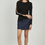 Ribbed Sweater with Slits on Sleeves