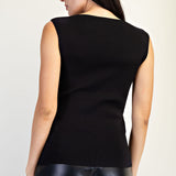 Boat Neck Top With Gold Embelishment