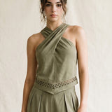 Cross Halter With Lace