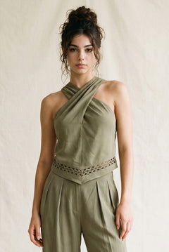 Cross Halter With Lace