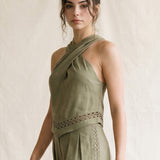 Cross Halter With Lace