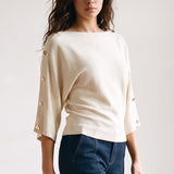 Button Sleeve Sweater Top
