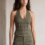 Button Detail Halter Top