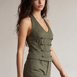 Button Detail Halter Top