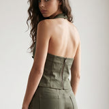 Button Detail Halter Top