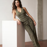Button Detail Barrel Pant