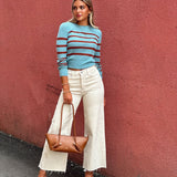 Stripe Long Sleeve Rib Top