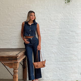 High Rise Wide Leg Denim Pant