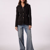 Blazer With Zipped In Cable Knit Hoody
