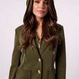 Blazer With Zipped In Cable Knit Hoody