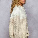 Sweater With Lace Underlay - White/Pink, Women's Tops Collection