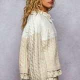 Sweater With Lace Underlay - White/Pink, Women's Tops Collection