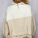 Sweater With Lace Underlay - White/Pink, Women's Tops Collection