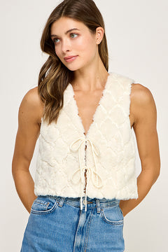 Fur Tie Front Vest