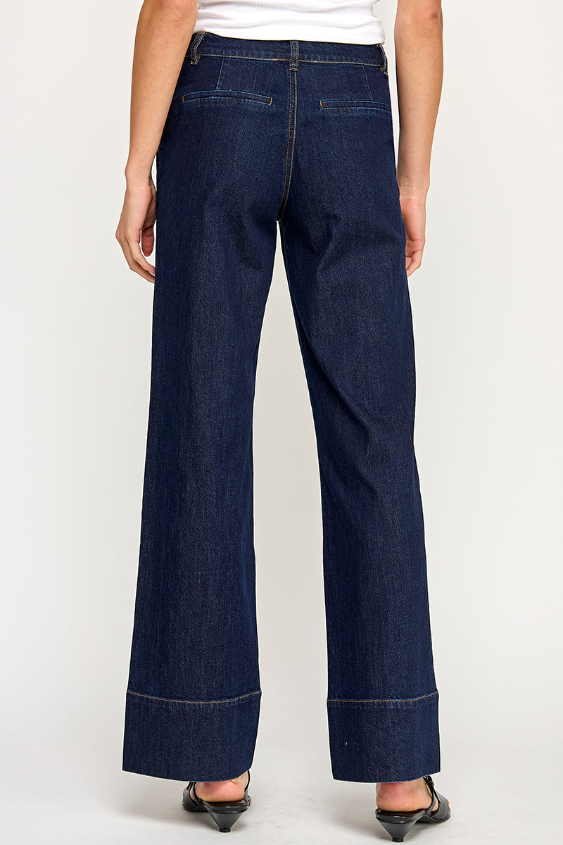 High Rise Wide Leg Denim Pant - Dark Denim, Women's Bottoms Collection
