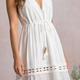 V Neck Tie Front Maxi Dress