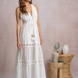 V Neck Tie Front Maxi Dress