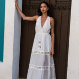 V Neck Tie Front Maxi Dress